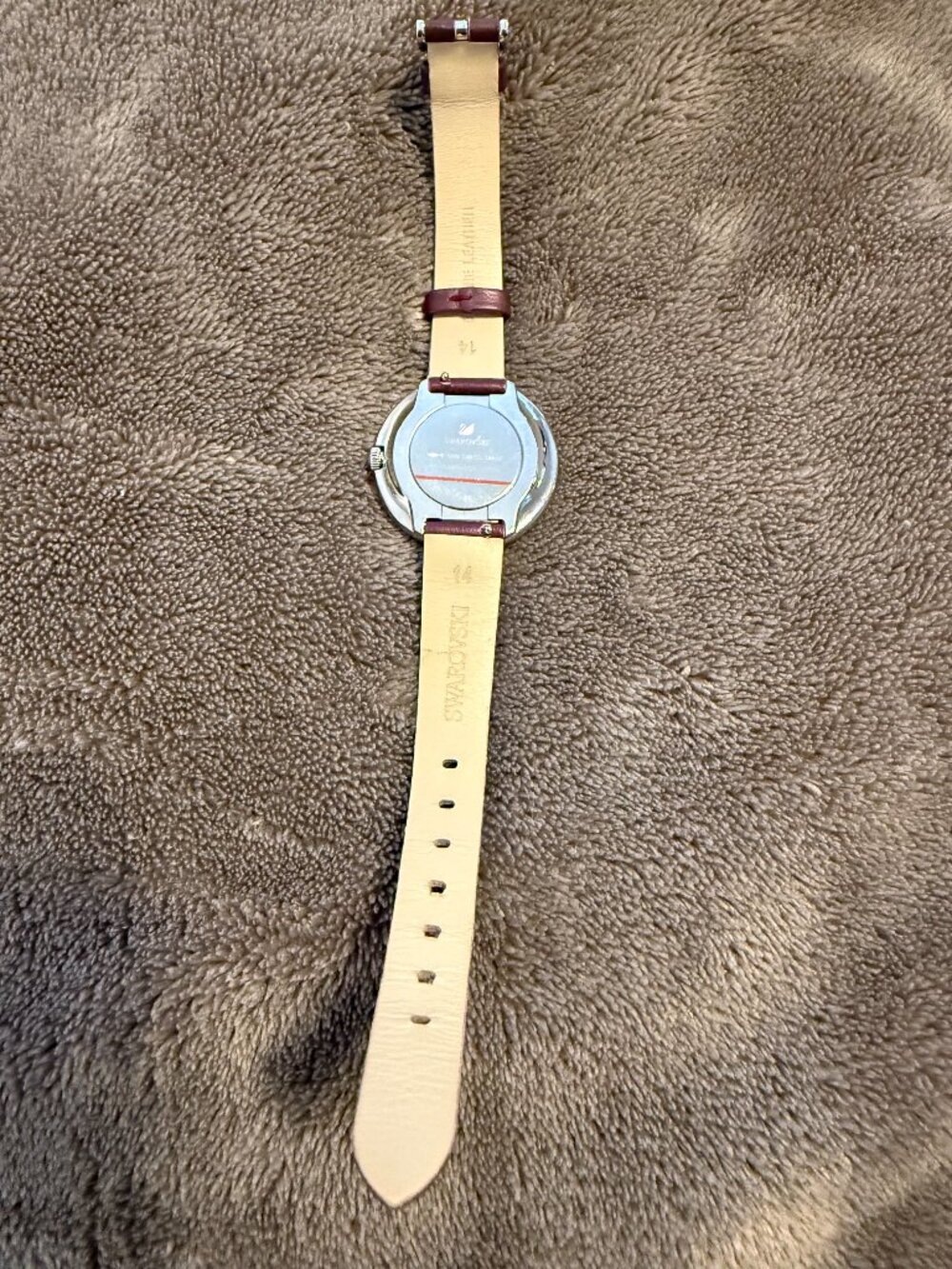Swarovski Watch with Burgundy Strap and Silver Detailing - Picture 5 of 6